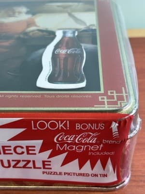 VTG 1998 Coca -Cola Santa Claus 1000 Piece Puzzle In Tin Magnet Christmas - Thumbnail 5