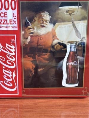 VTG 1998 Coca -Cola Santa Claus 1000 Piece Puzzle In Tin Magnet Christmas - Thumbnail 2