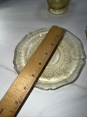 Vtg Patrician Spoke Depression Federal Glass CREAMER Plates Amber Yellow 1930s - Thumbnail 23