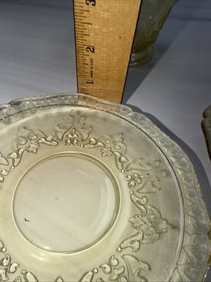 Vtg Patrician Spoke Depression Federal Glass CREAMER Plates Amber Yellow 1930s - Thumbnail 24