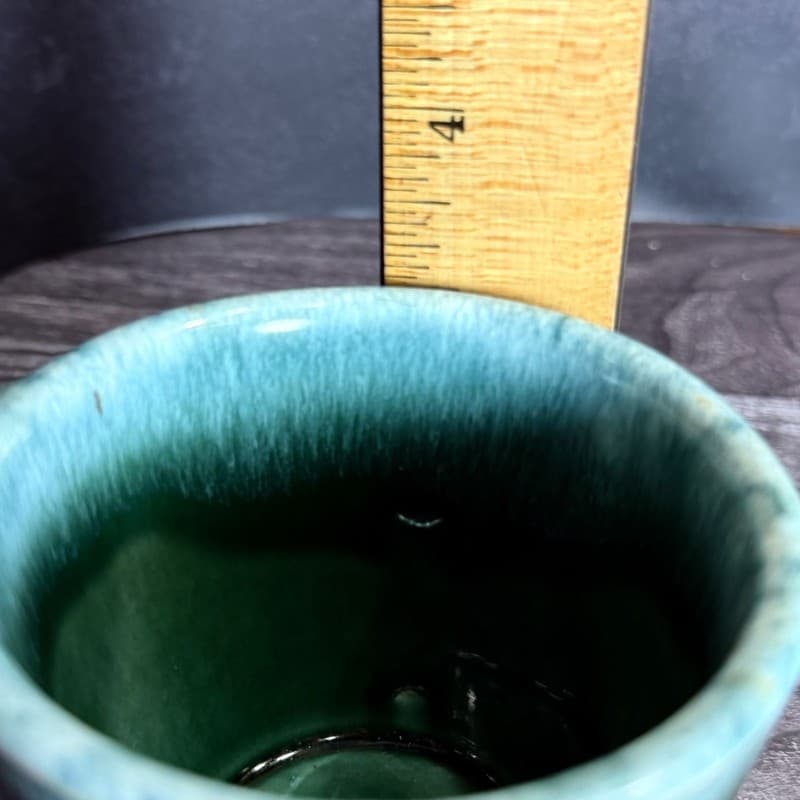 Vintage Hull Pottery Green Drip Glaze Oven Proof Coffee Mug 3.5" - Thumbnail 10