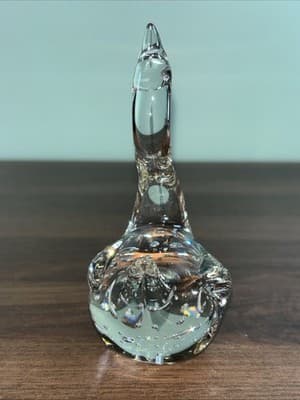 Beautiful Swan Or Goose Heavy Art Glass Bird Clear Glass Figurine Paperweight 4� - Thumbnail 4