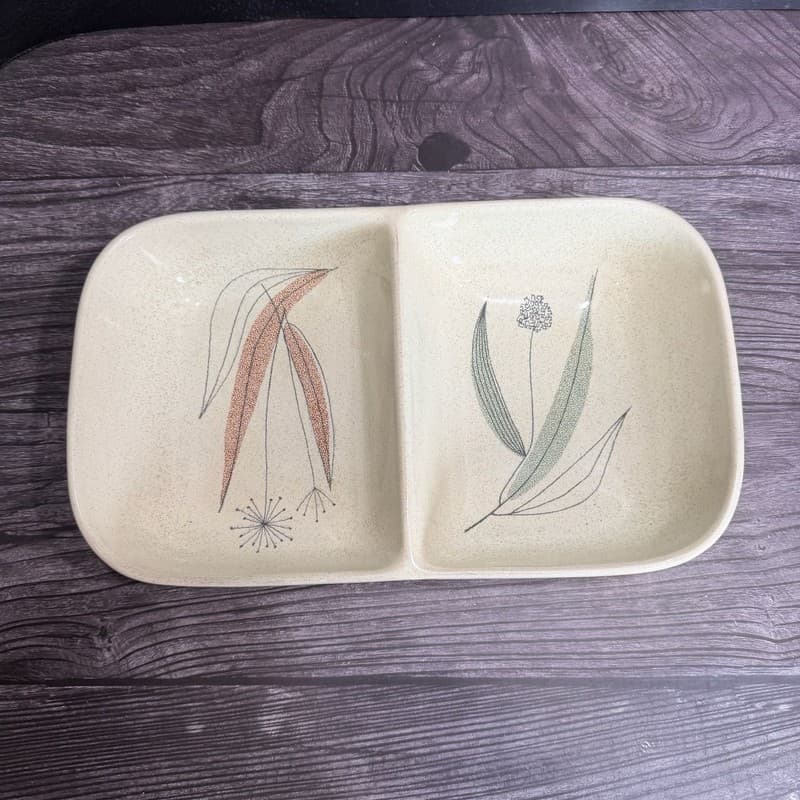 Vintage Franciscan Trio Pattern Mid-Century Modern Divided Vegetable Serving Dis