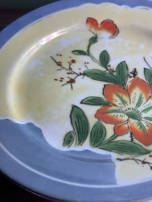Set Of 2 Vintage Hinode Peach Luster Floral Design Dessert Plate 7 1/4” - Thumbnail 4