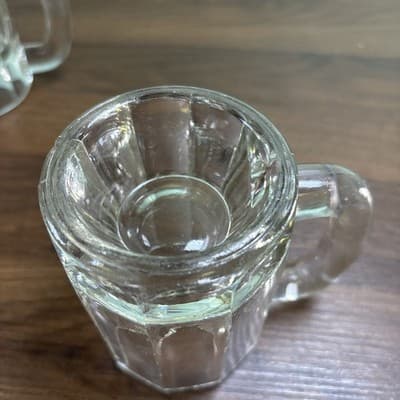 VTG Set of 4 Clear Heavy Glass Beer Beverage Mugs Tavern Antique Glasses - Thumbnail 15