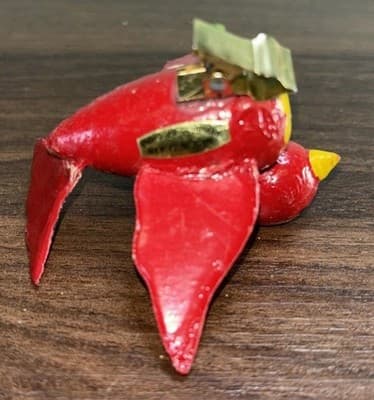 Vintage Clip On Wooden Bird Ornament Red Yellow 2” Long - Thumbnail 7