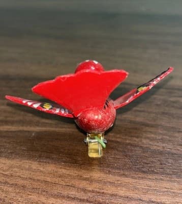 Vintage Clip On Wooden Bird Ornament Red Yellow 2” Long - Thumbnail 9