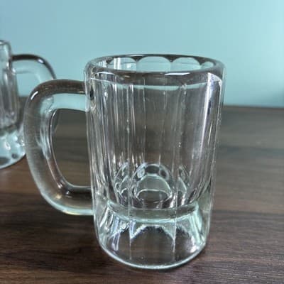 VTG Set of 4 Clear Heavy Glass Beer Beverage Mugs Tavern Antique Glasses - Thumbnail 13