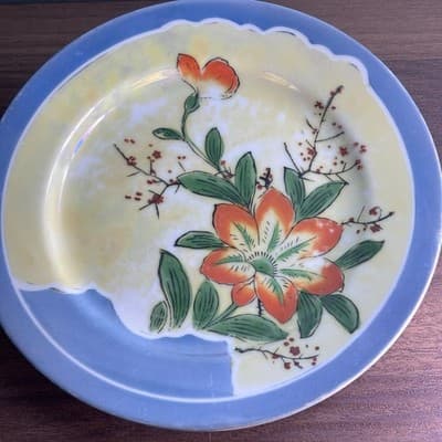 Set Of 2 Vintage Hinode Peach Luster Floral Design Dessert Plate 7 1/4”