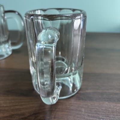 VTG Set of 4 Clear Heavy Glass Beer Beverage Mugs Tavern Antique Glasses - Thumbnail 12
