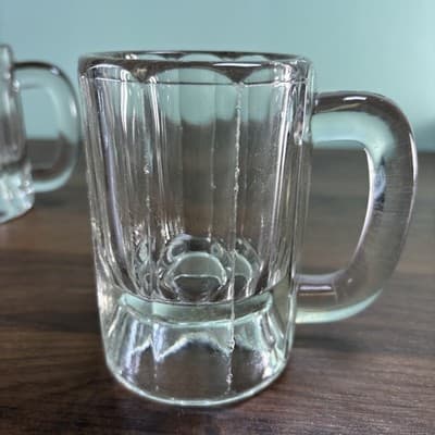 VTG Set of 4 Clear Heavy Glass Beer Beverage Mugs Tavern Antique Glasses - Thumbnail 10