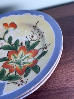 Set Of 2 Vintage Hinode Peach Luster Floral Design Dessert Plate 7 1/4” - Thumbnail 6