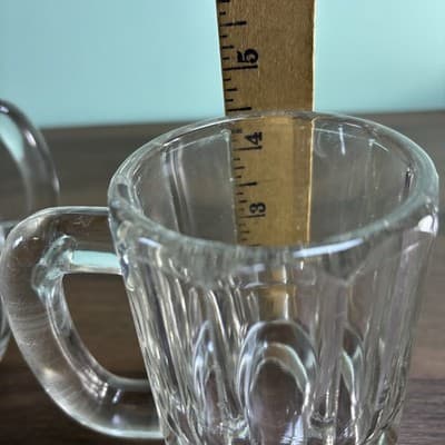 VTG Set of 4 Clear Heavy Glass Beer Beverage Mugs Tavern Antique Glasses - Thumbnail 7