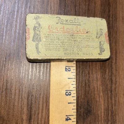 RARE antique 1900s 1910s Rexall Orderlies GRAPHIC TIN laxatives medical United M - Thumbnail 12