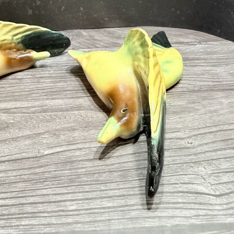 Vintage Chalkware Flying Ducks Mallard Wall Hangings Set of 2 - Thumbnail 3