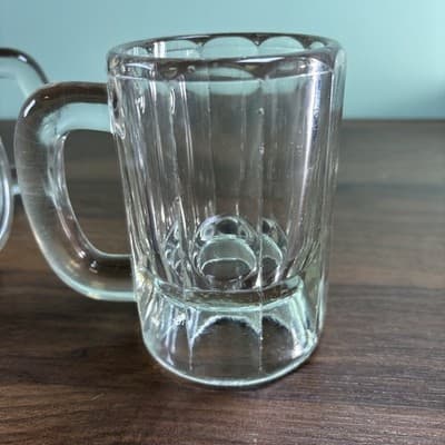VTG Set of 4 Clear Heavy Glass Beer Beverage Mugs Tavern Antique Glasses - Thumbnail 6