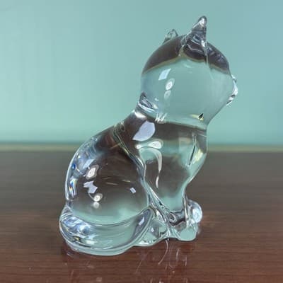 Fenton Art Glass Light Crystal Clear 3 5/8" Sitting Cat Excellent Condition - Thumbnail 5