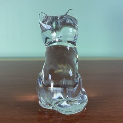 Fenton Art Glass Light Crystal Clear 3 5/8" Sitting Cat Excellent Condition - Thumbnail 4