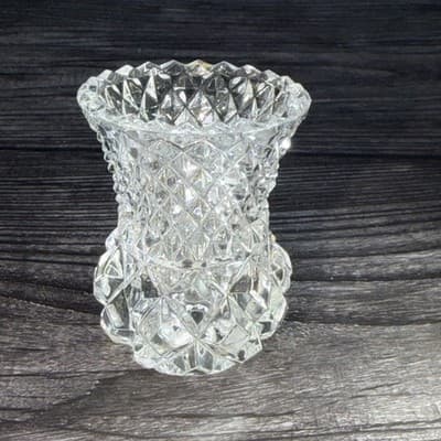 Vintage Lead Crystal Toothpick Holder Sawtooth Cut Glass Pineapple EUC - Thumbnail 5
