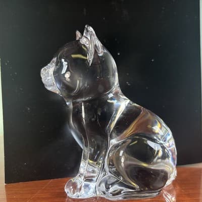 Fenton Art Glass Light Crystal Clear 3 5/8" Sitting Cat Excellent Condition - Thumbnail 6