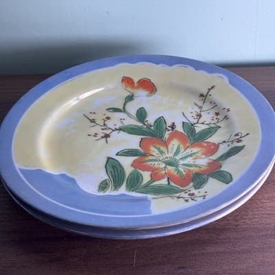 Set Of 2 Vintage Hinode Peach Luster Floral Design Dessert Plate 7 1/4” - Thumbnail 2