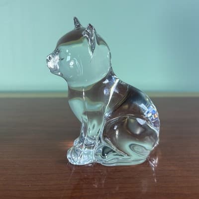 Fenton Art Glass Light Crystal Clear 3 5/8" Sitting Cat Excellent Condition - Thumbnail 3