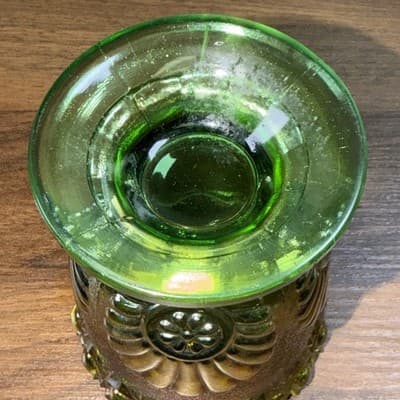 Westmoreland Vintage Green Carnival Glass Shell & Jewel Sugar Bowl No Lid - Thumbnail 10