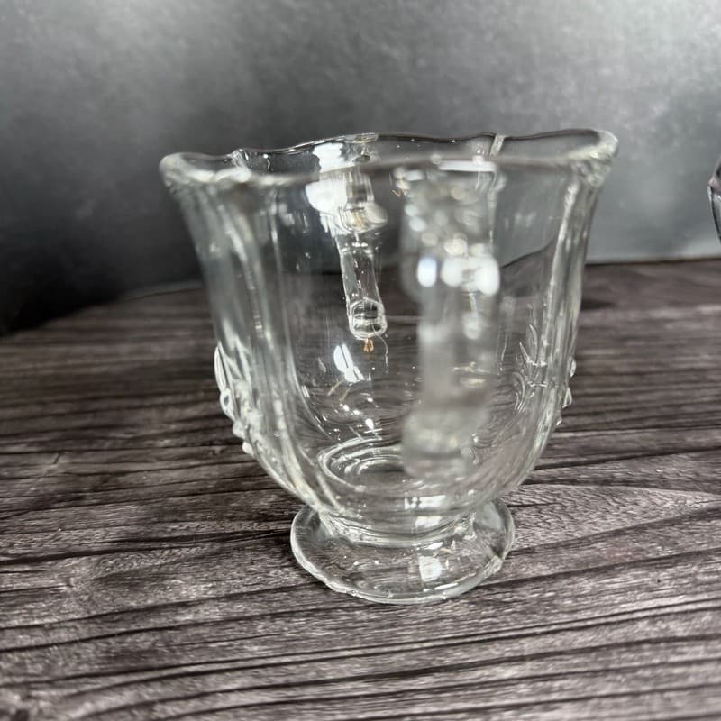 Vintage Fostoria Baroque Clear Glass Fleur de Lis Sugar Bowl and Creamer Set - Thumbnail 4