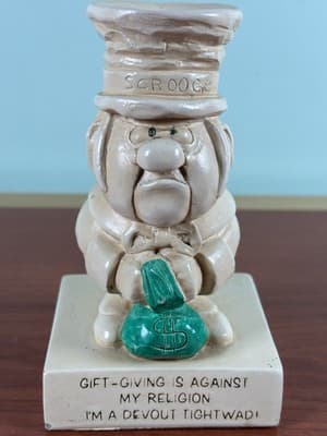 Paula 1965 Statue Funny Scrooge VTG Figure Tightwad Joke Stingy Is A Religion - Thumbnail 2