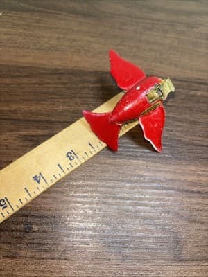 Vintage Clip On Wooden Bird Ornament Red Yellow 2” Long - Thumbnail 10