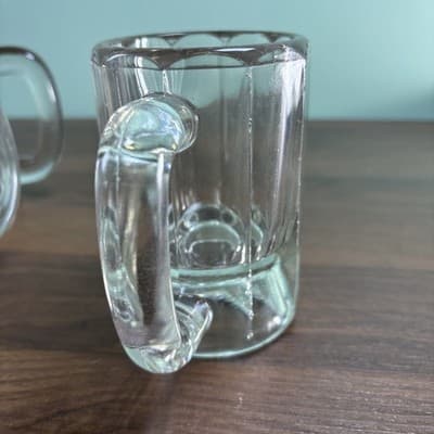 VTG Set of 4 Clear Heavy Glass Beer Beverage Mugs Tavern Antique Glasses - Thumbnail 5