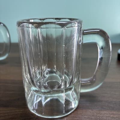 VTG Set of 4 Clear Heavy Glass Beer Beverage Mugs Tavern Antique Glasses - Thumbnail 4
