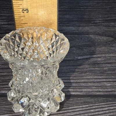 Vintage Lead Crystal Toothpick Holder Sawtooth Cut Glass Pineapple EUC - Thumbnail 12