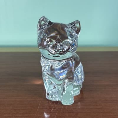 Fenton Art Glass Light Crystal Clear 3 5/8" Sitting Cat Excellent Condition - Thumbnail 2