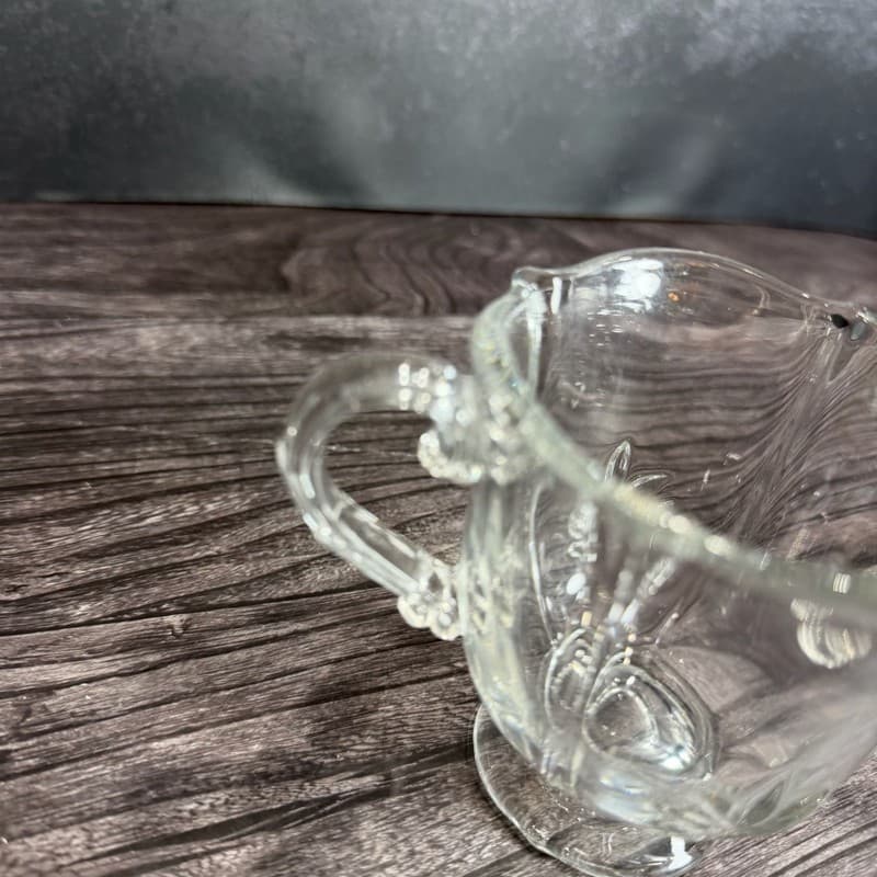 Vintage Fostoria Baroque Clear Glass Fleur de Lis Sugar Bowl and Creamer Set - Thumbnail 12