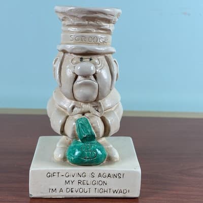 Paula 1965 Statue Funny Scrooge VTG Figure Tightwad Joke Stingy Is A Religion