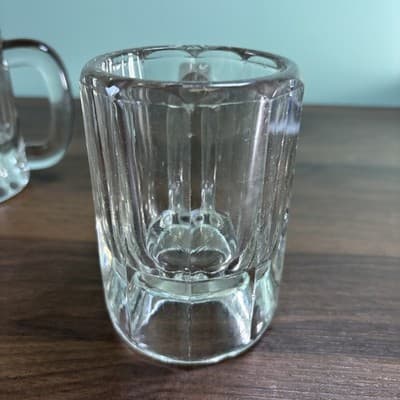 VTG Set of 4 Clear Heavy Glass Beer Beverage Mugs Tavern Antique Glasses - Thumbnail 14