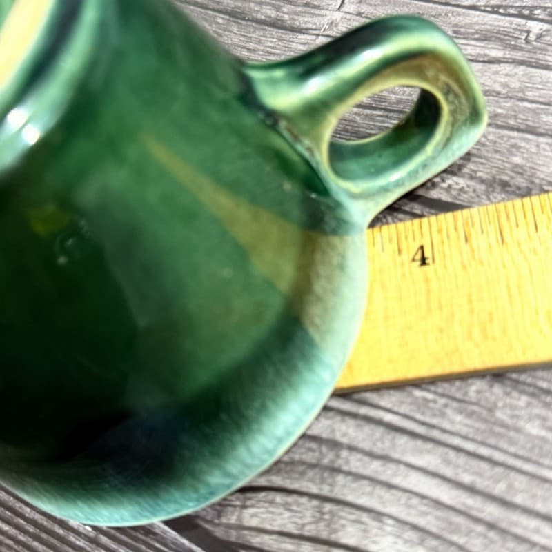 Vintage Hull Pottery Green Drip Glaze Oven Proof Coffee Mug 3.5" - Thumbnail 9