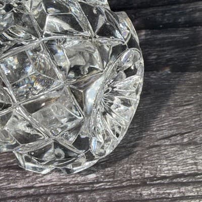 Vintage Lead Crystal Toothpick Holder Sawtooth Cut Glass Pineapple EUC - Thumbnail 9