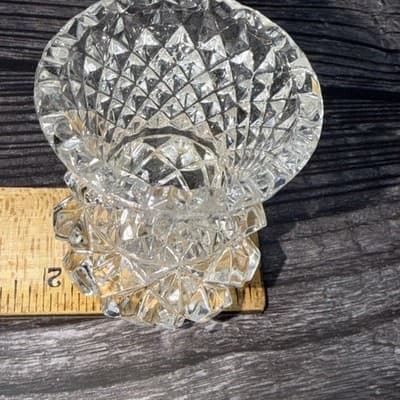Vintage Lead Crystal Toothpick Holder Sawtooth Cut Glass Pineapple EUC - Thumbnail 10
