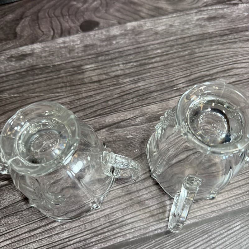 Vintage Fostoria Baroque Clear Glass Fleur de Lis Sugar Bowl and Creamer Set - Thumbnail 13
