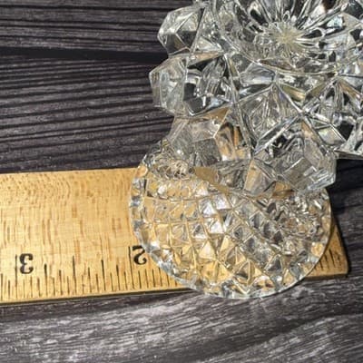 Vintage Lead Crystal Toothpick Holder Sawtooth Cut Glass Pineapple EUC - Thumbnail 11