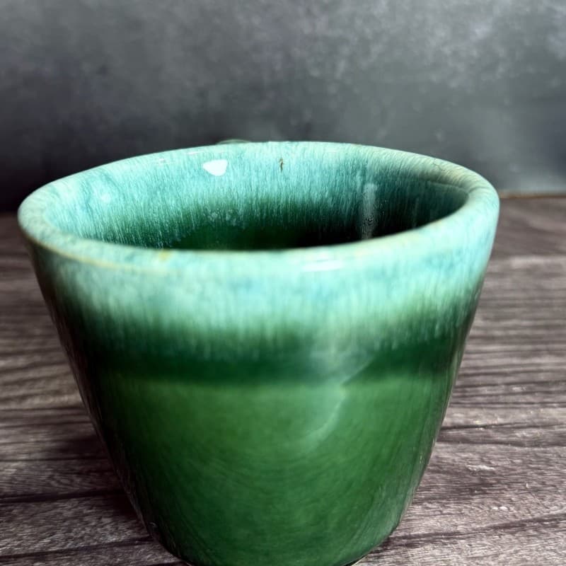 Vintage Hull Pottery Green Drip Glaze Oven Proof Coffee Mug 3.5" - Thumbnail 8