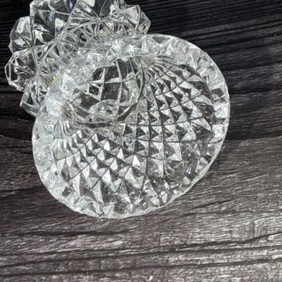 Vintage Lead Crystal Toothpick Holder Sawtooth Cut Glass Pineapple EUC - Thumbnail 8