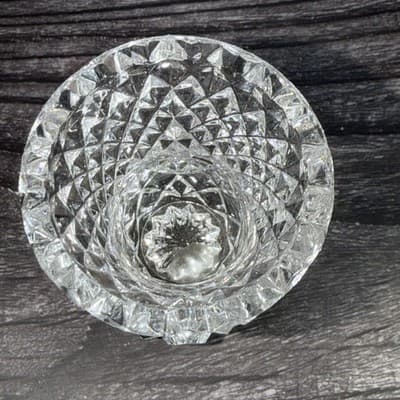 Vintage Lead Crystal Toothpick Holder Sawtooth Cut Glass Pineapple EUC - Thumbnail 7