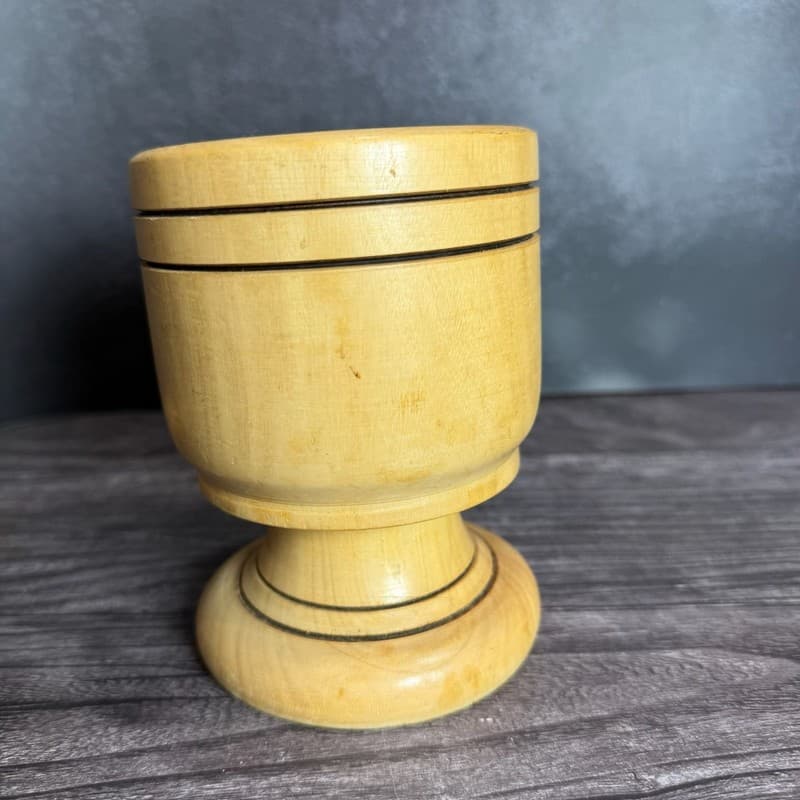 Vintage Rustic Hand Carved Wooden Mortar and Pestle Set for Herbs and Spices - Thumbnail 4