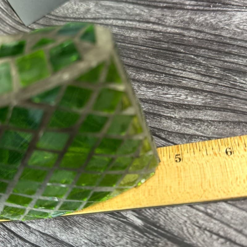 Vintage Italian Green Mosaic Glass Oil Lamp Flask Bottle with Wick - Thumbnail 9