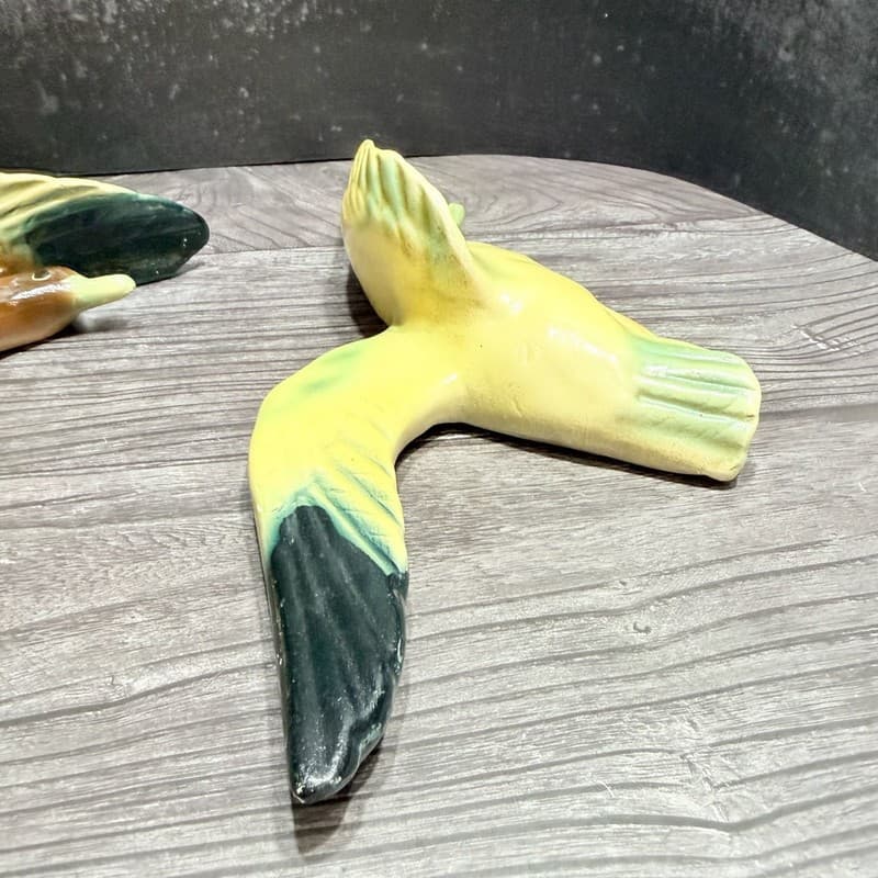 Vintage Chalkware Flying Ducks Mallard Wall Hangings Set of 2 - Thumbnail 7