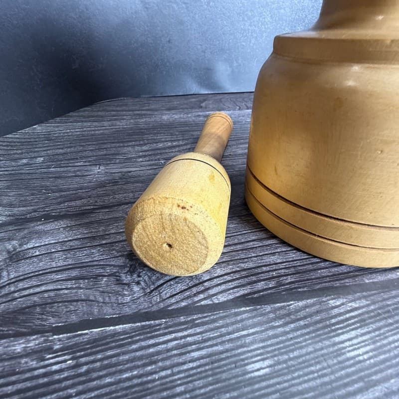 Vintage Rustic Hand Carved Wooden Mortar and Pestle Set for Herbs and Spices - Thumbnail 7
