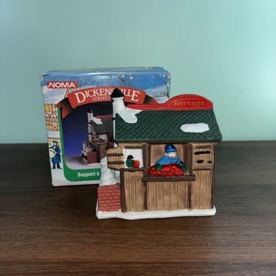 VTG Noma 1995 Dickensville Cider Stand Porcelain Christmas Village Accessories